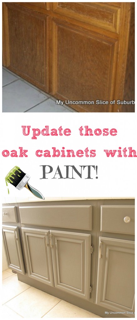 Paint those ugly oak cabinets with paint. Step by Step Tutorial