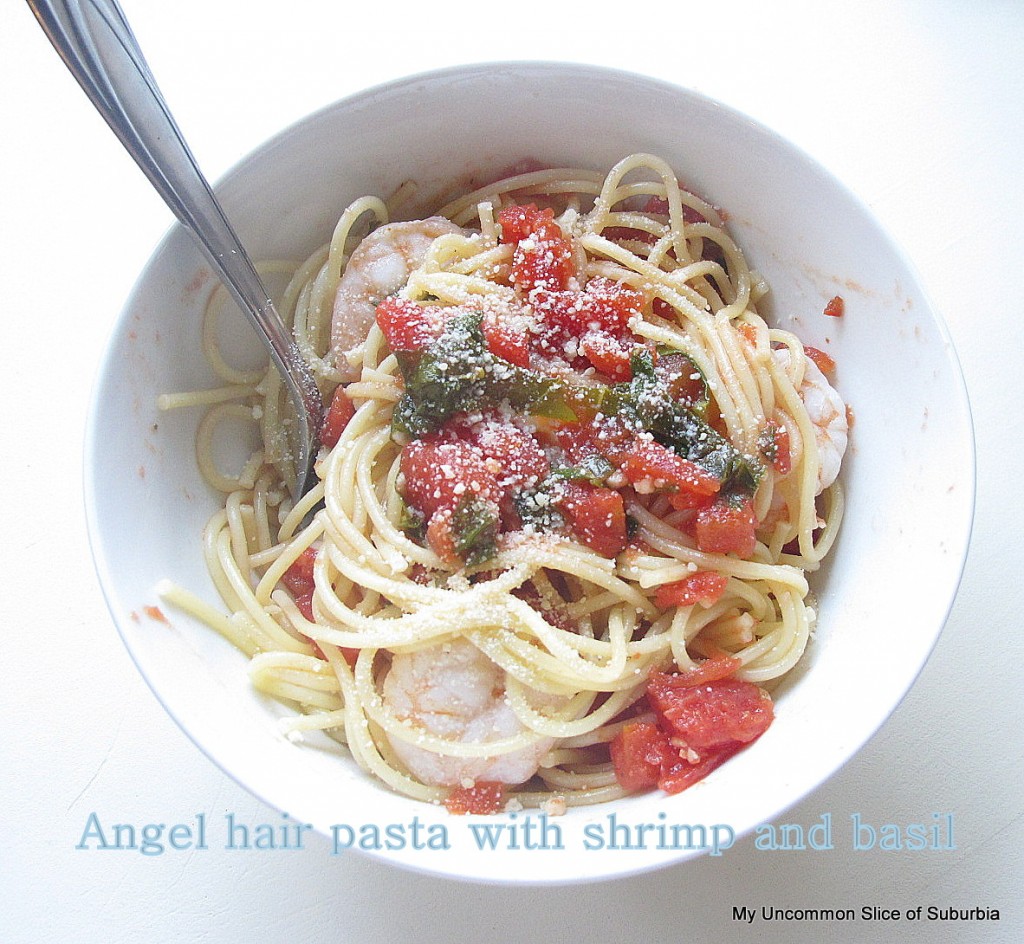 Angel hair pasta with shrimp and basil