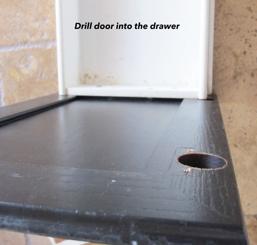 Turn a drawer and a door into a pull out trash ca