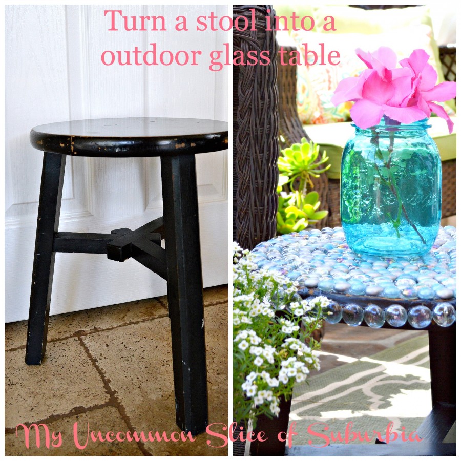 DIY How to turn a stool into a outdoor glass table