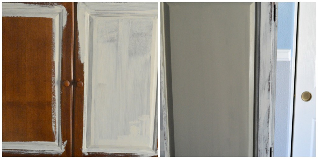 Armoire transformation using chalky paint