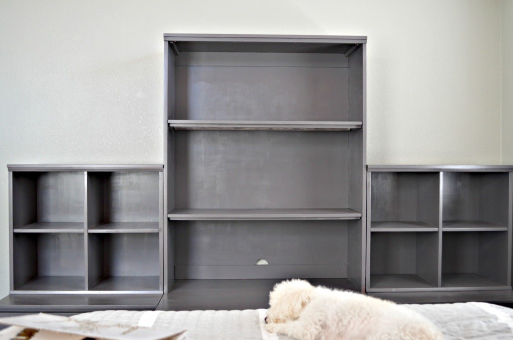 Pottery barn bookshelves painted