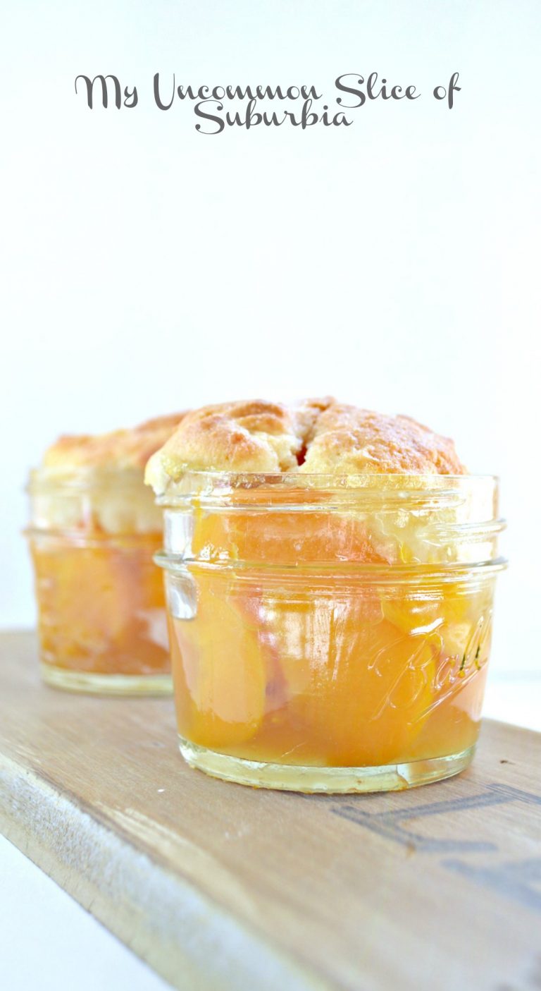 Peach cobbler in a jar