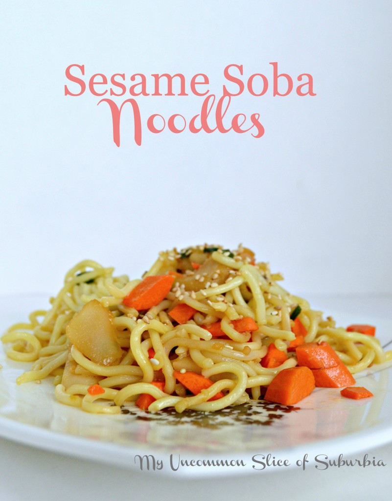 Sesame Soba Noodles with water chestnuts and carrots