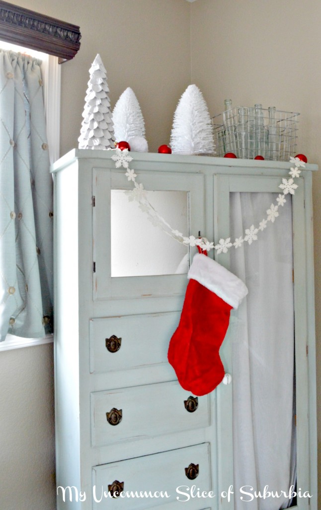 Armoire dressed for Christmas