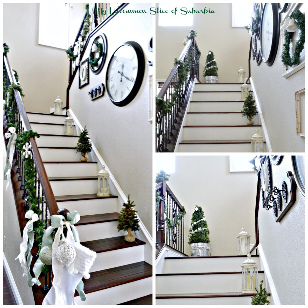 Green and white elegant stairway