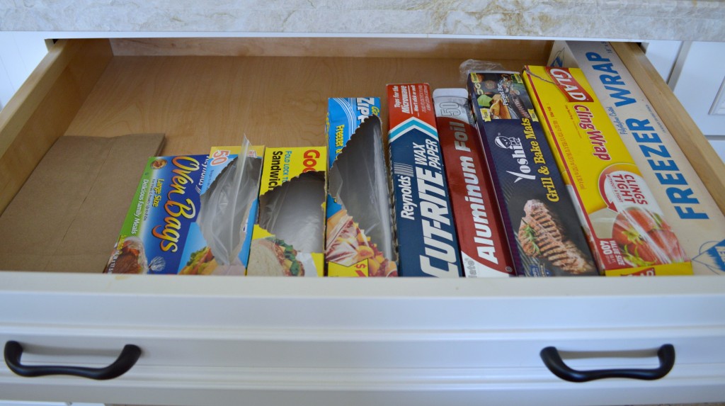 Large deep drawers to store all of your bags, foil and cling wrap