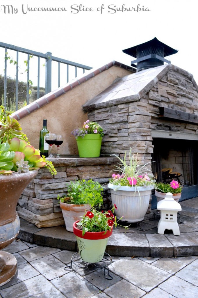 Stacked Stone Fireplace