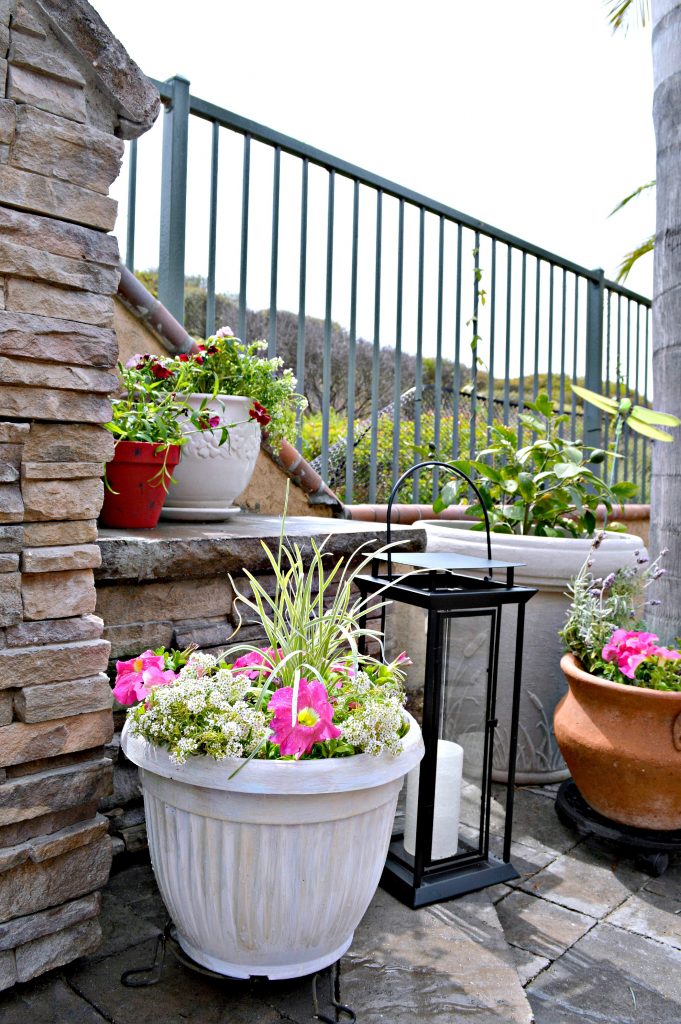 Upcycled plastic pots from the dollar store, DIY Patio Projects