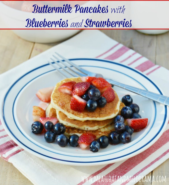 buttermilk pancakes with blueberries and strawberries
