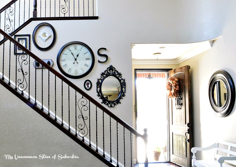 Rustic and elegant foyer and stairwell