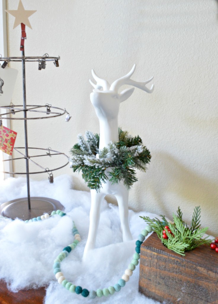 Christmas Vignette with reindeer and card holder