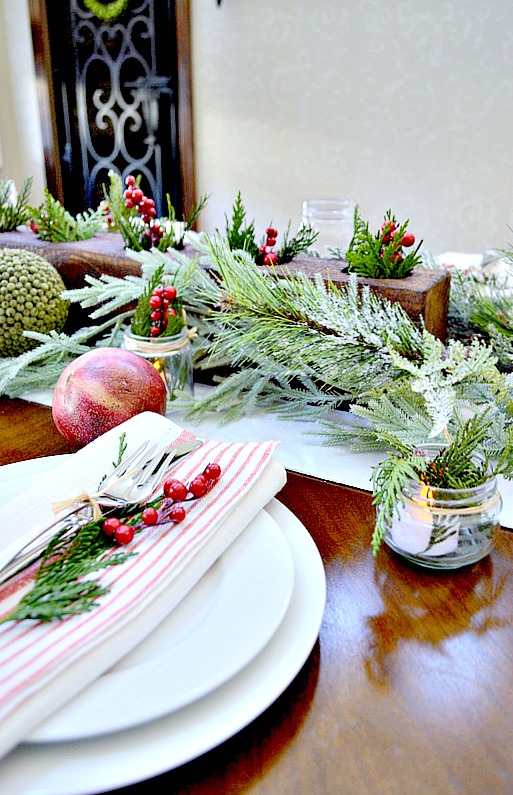 Rustic Table Setting For Christmas Dinner