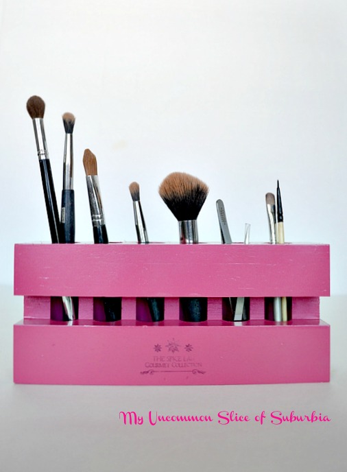 Turn your spice rack into a makeup brush holder