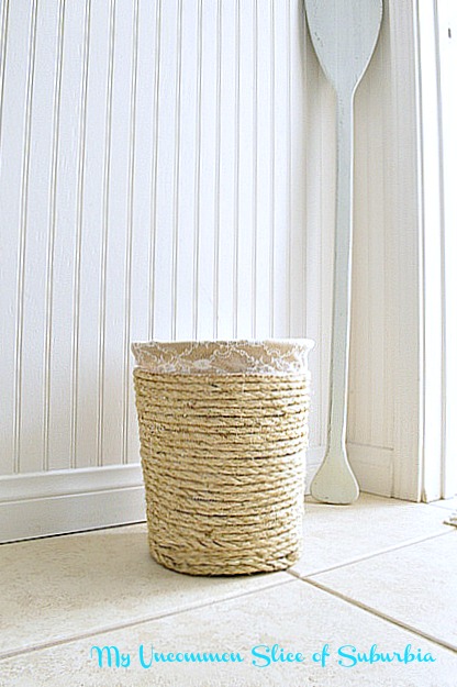 Make A Nautical Trashcan With Rope - My Uncommon Slice of Suburbia