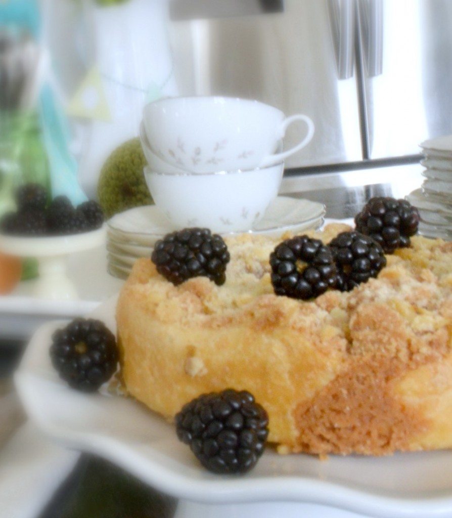 Easter brunch buffet with a delicious blackberry tart