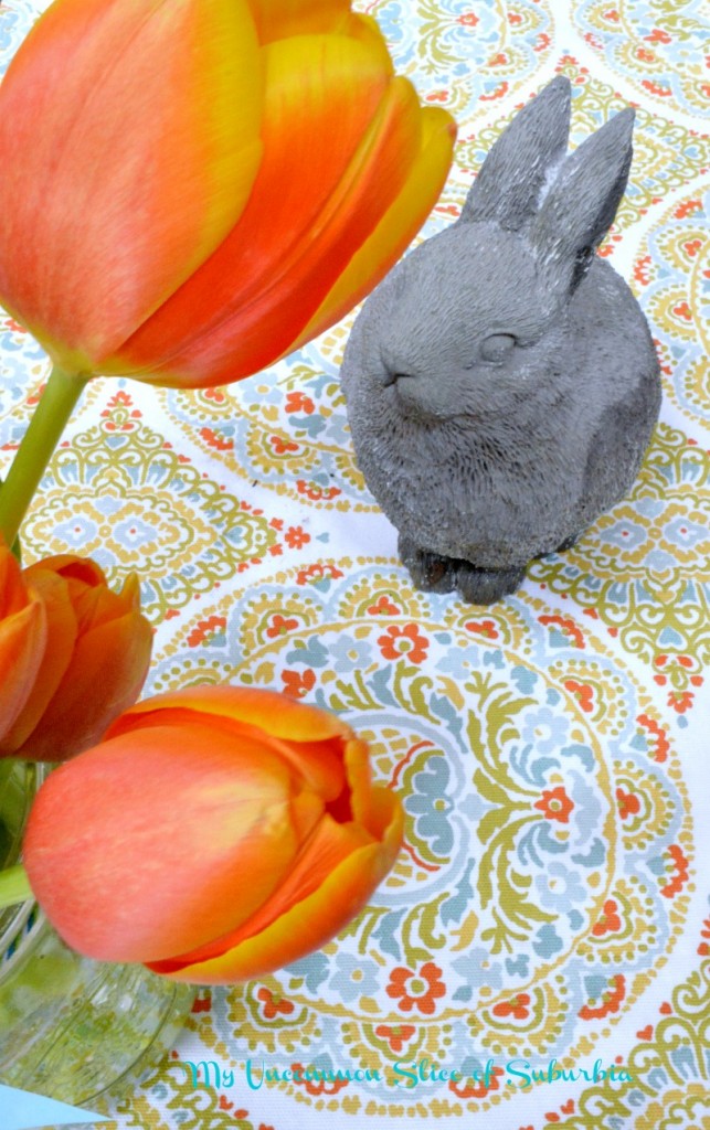 Vibrant tulips with the cutest bunny