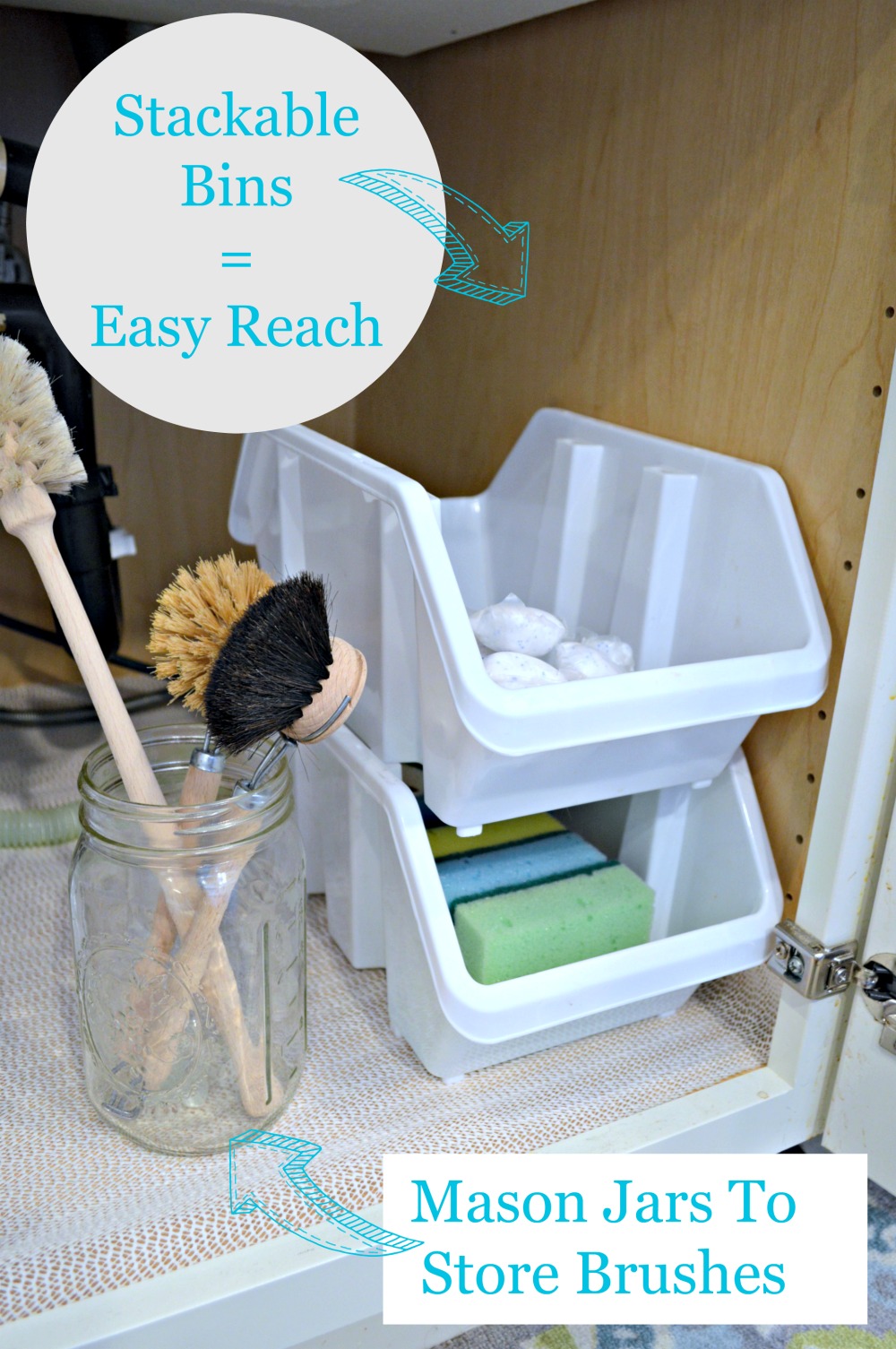 Under the Kitchen Sink Organization with Dollar Store Bins