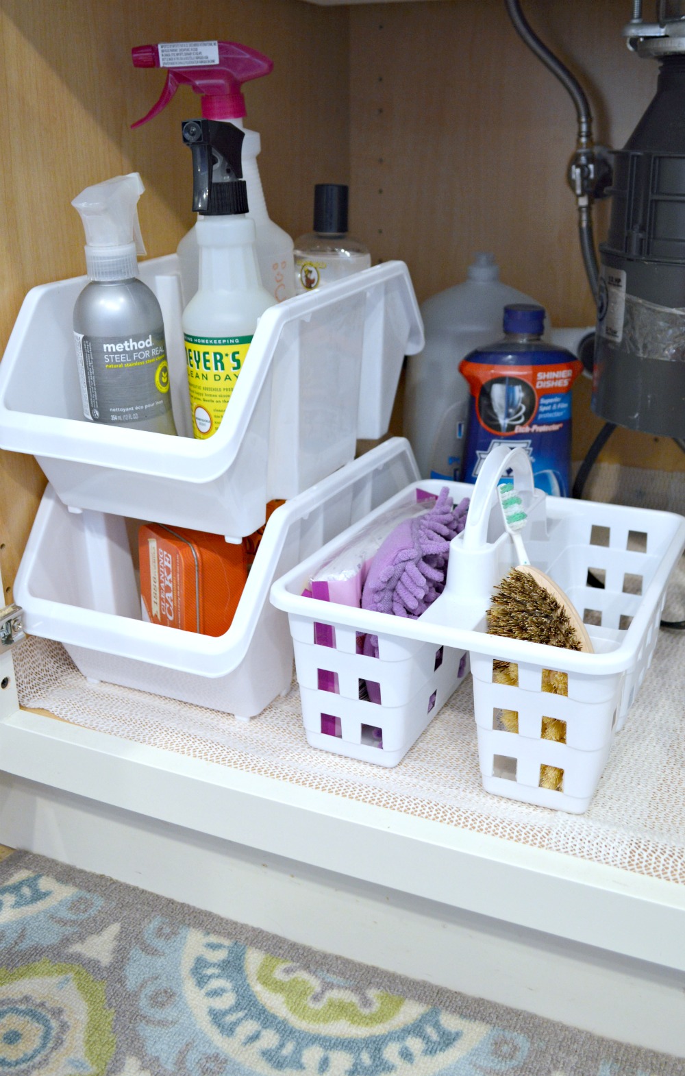 Under the Kitchen Sink Organization with Dollar Store Bins