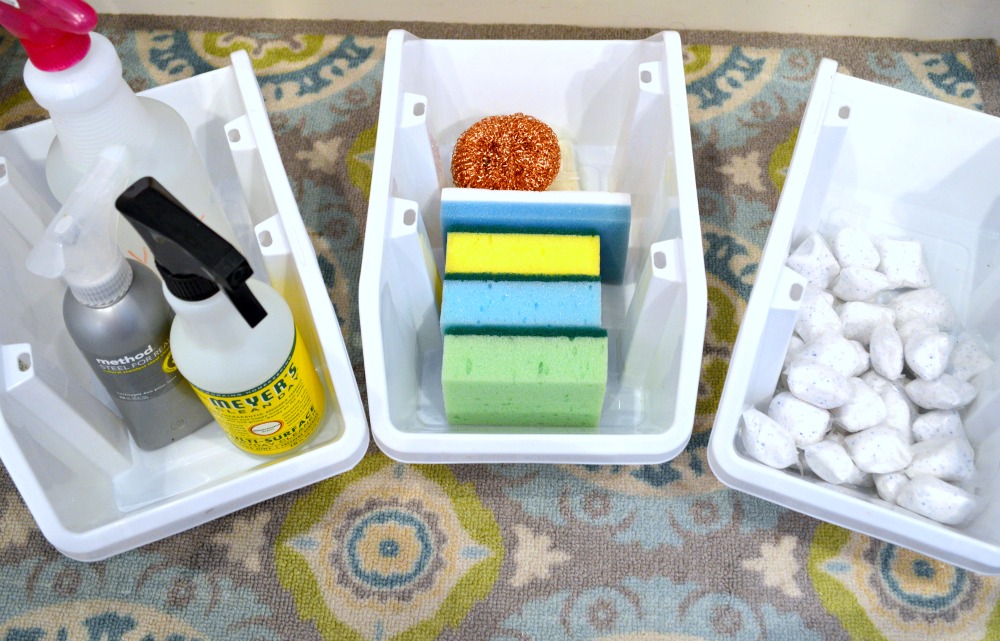 inexpensive way to organize under the kitchen sink