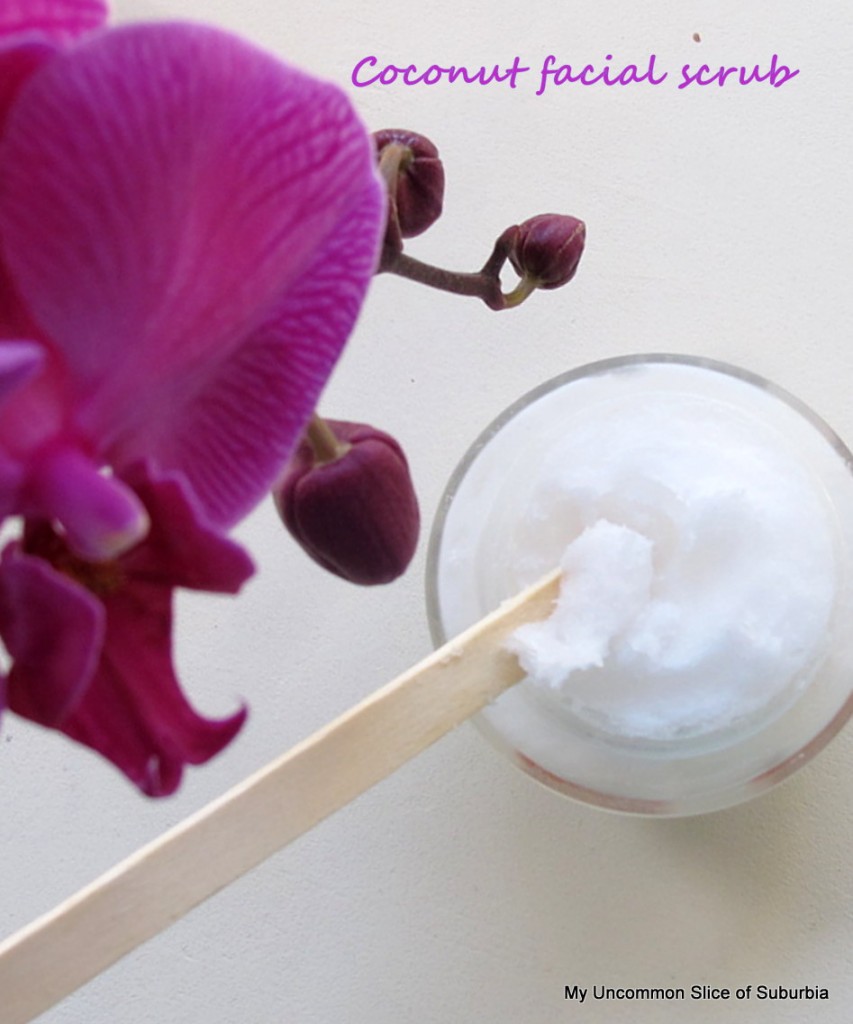 Homemade coconut oil facial scrub