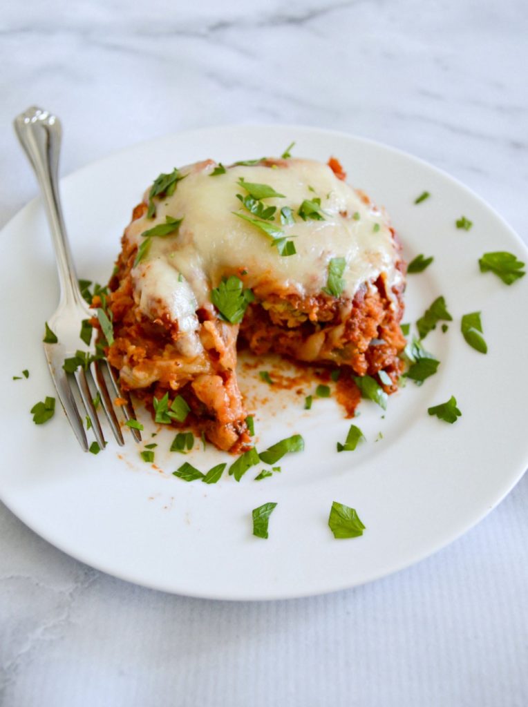 This eggplant parmesan is baked not fried! It is so delicious and so much more healthy for you!