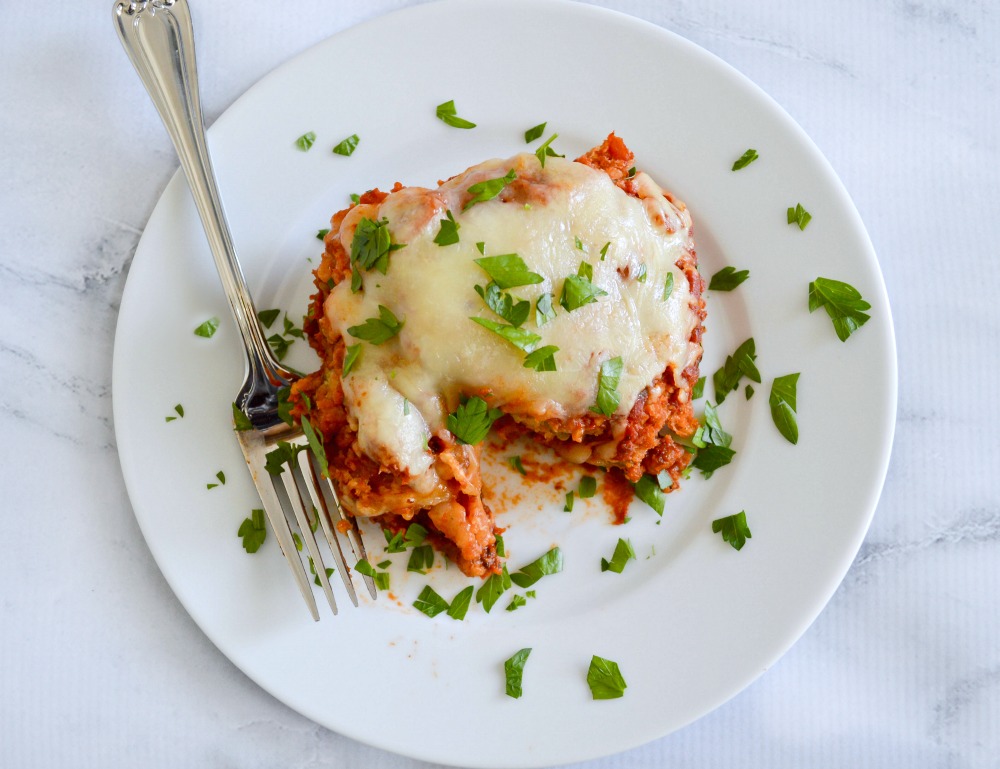 This eggplant parmesan is baked not fried! It is so delicious and so much more healthy for you!