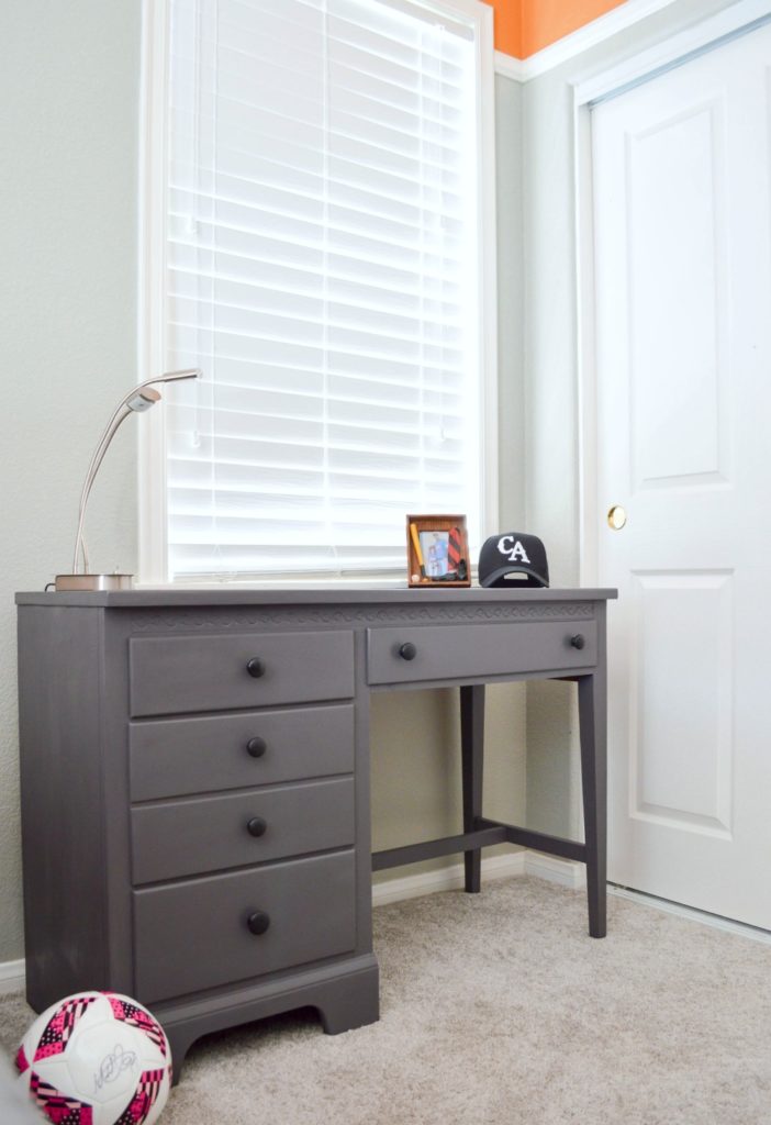 Painted Desk Makeover. This was a curbside find and with a little sanding and a coat of paint we were able to completely transform this piece!