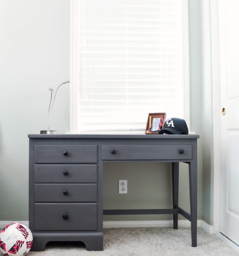 Painted Desk Makeover. This was a curbside find and with a little sanding and a coat of paint we were able to completely transform this piece!