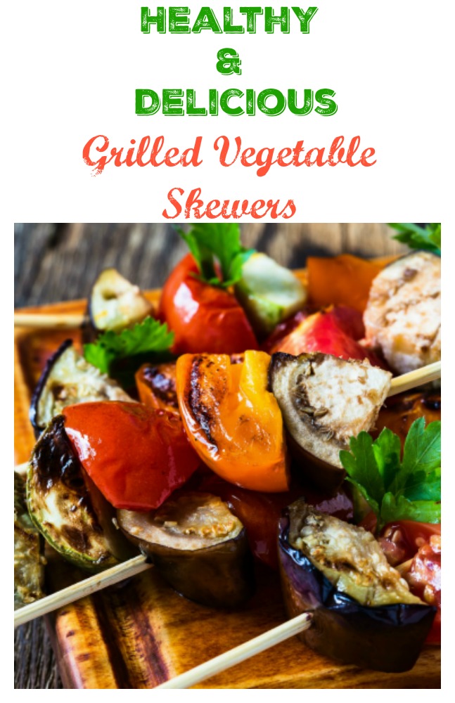 Delicious Grilled Vegetable Skewers perfect for a back yard BBQ