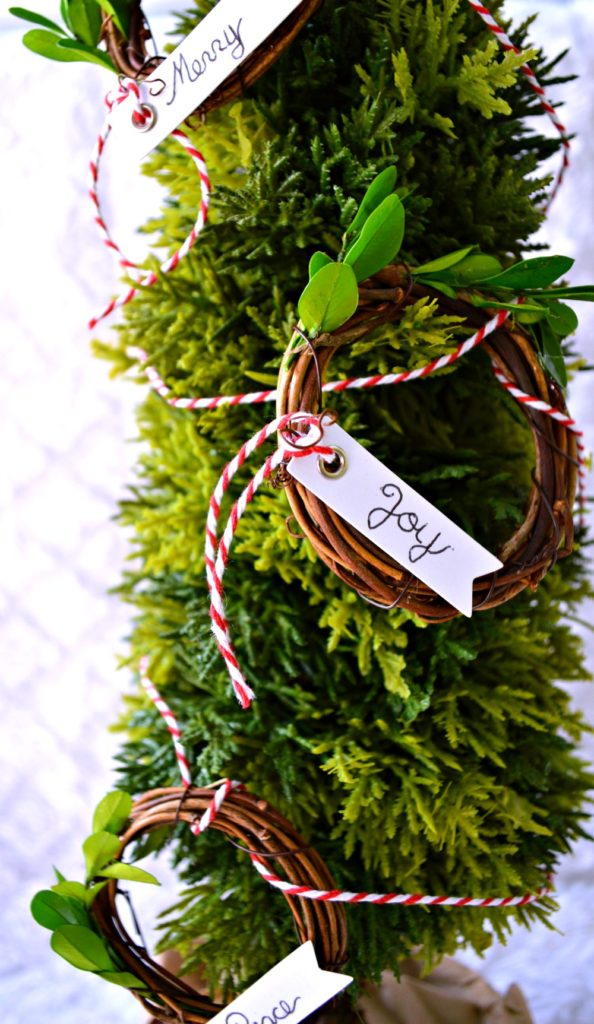 DIY Grape Vine Wreath Ornament, perfect on the christmas tree, on a present or a table setting!