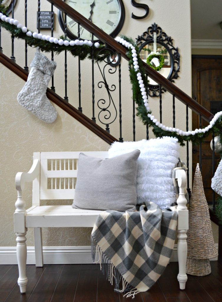 Foyer decorated for Christmas