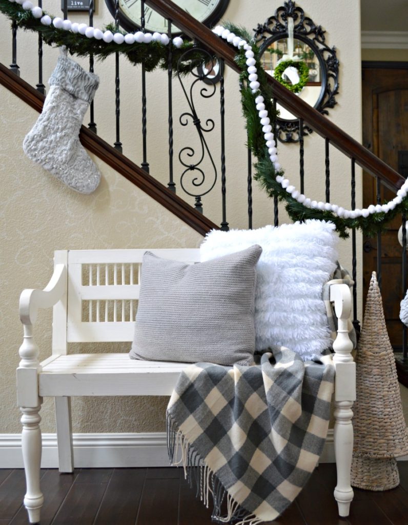 Foyer decorated for Christmas