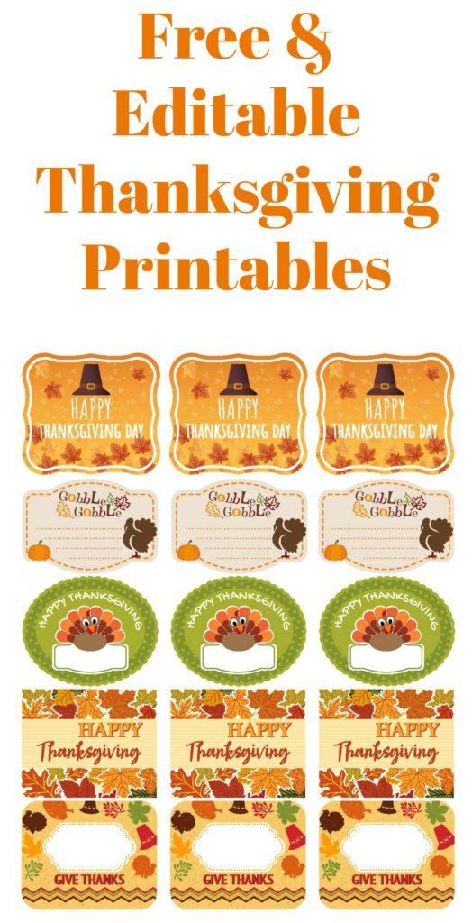 Free And Editable Thanksgiving Printables