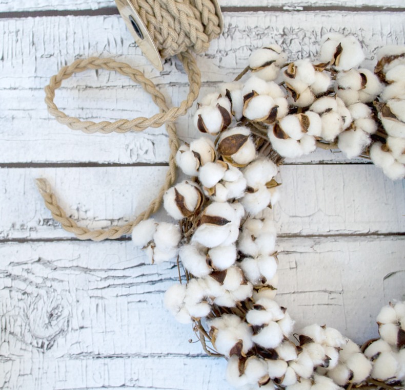 Learn how to make this gorgeous cotton wreath for CHEAP!
