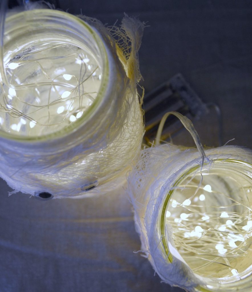 mummy luminaries using cheese cloth