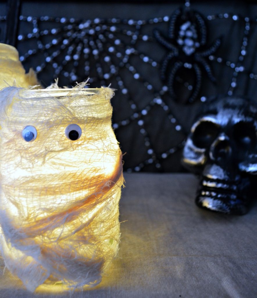 mummy luminaries using cheese cloth