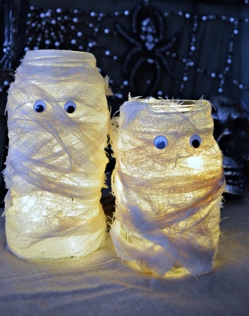 mummy luminaries using cheese cloth