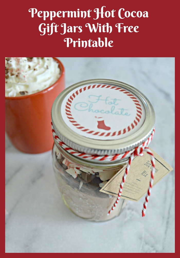 Peppermint Hot Cocoa Gift Jars With Free Printable