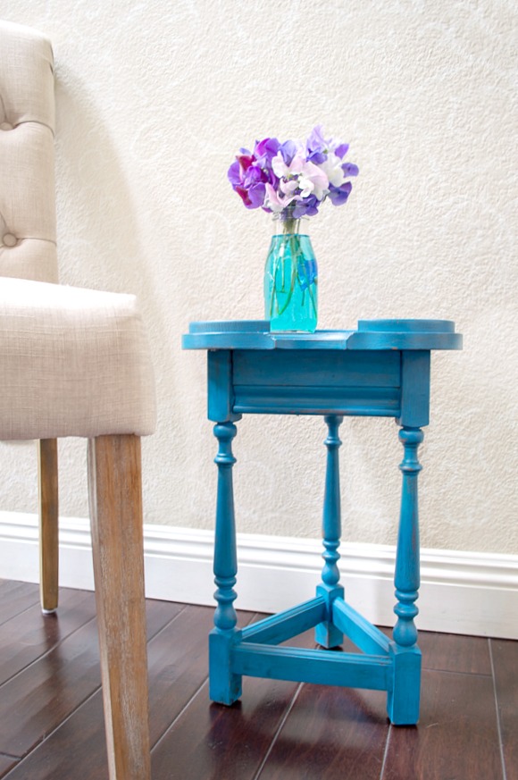 Accent Table transformed using americana decor chalky paint in the color legacy