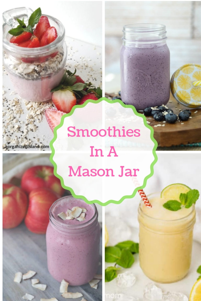 Smoothies In A Mason Jar AT Inspire Me Monday