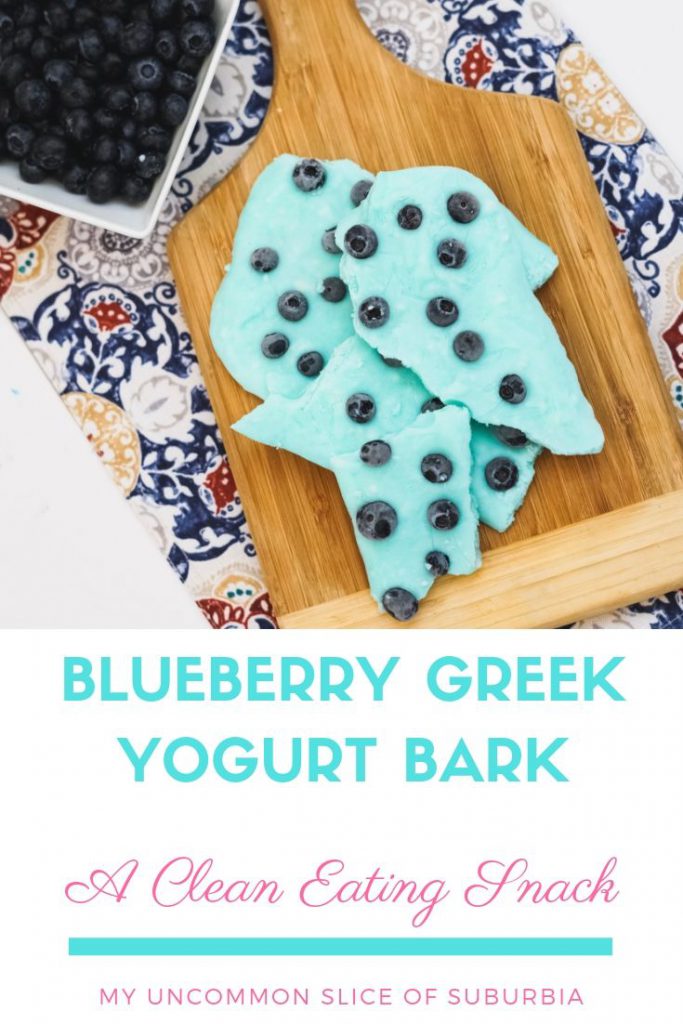 This blueberry Greek yogurt bark recipe is healthy, refreshing, low in sugar and so easy to make.  With only 3 ingredients, the kids and I whip this up in no time.  It's the perfect snack for after school and even a healthy alternative for breakfast when I'm rushing out the door.