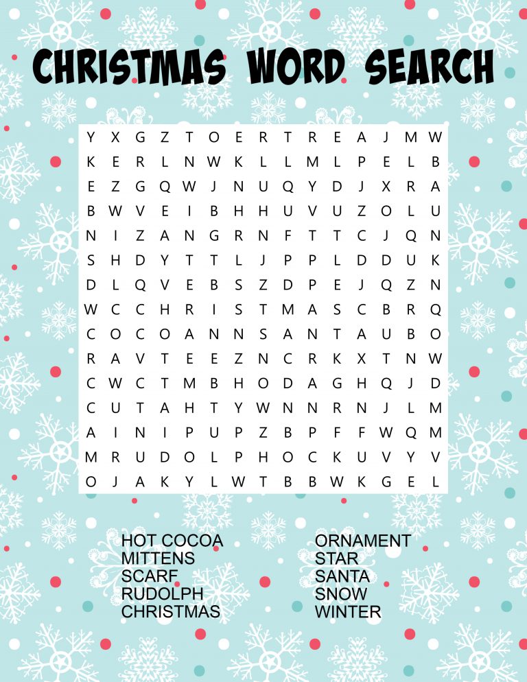 Christmas Word Search Free Printable My Uncommon Slice Of Suburbia