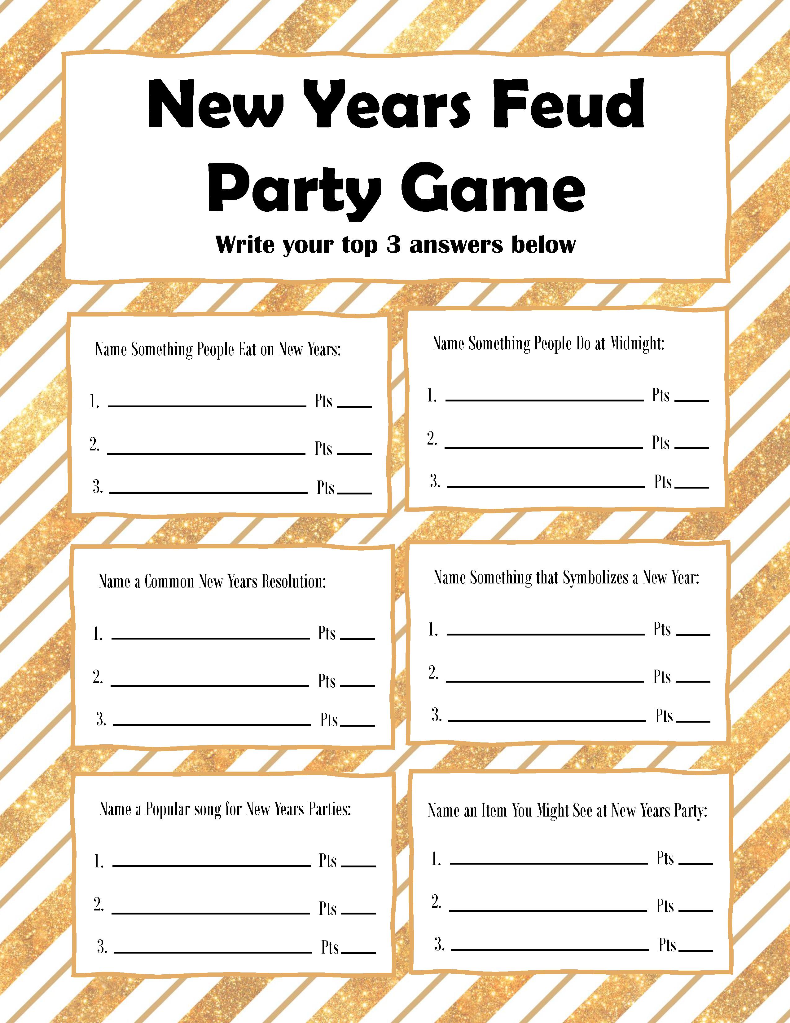 New Years Eve Family Feud Party Game Free Printable My Uncommon Slice Of Suburbia