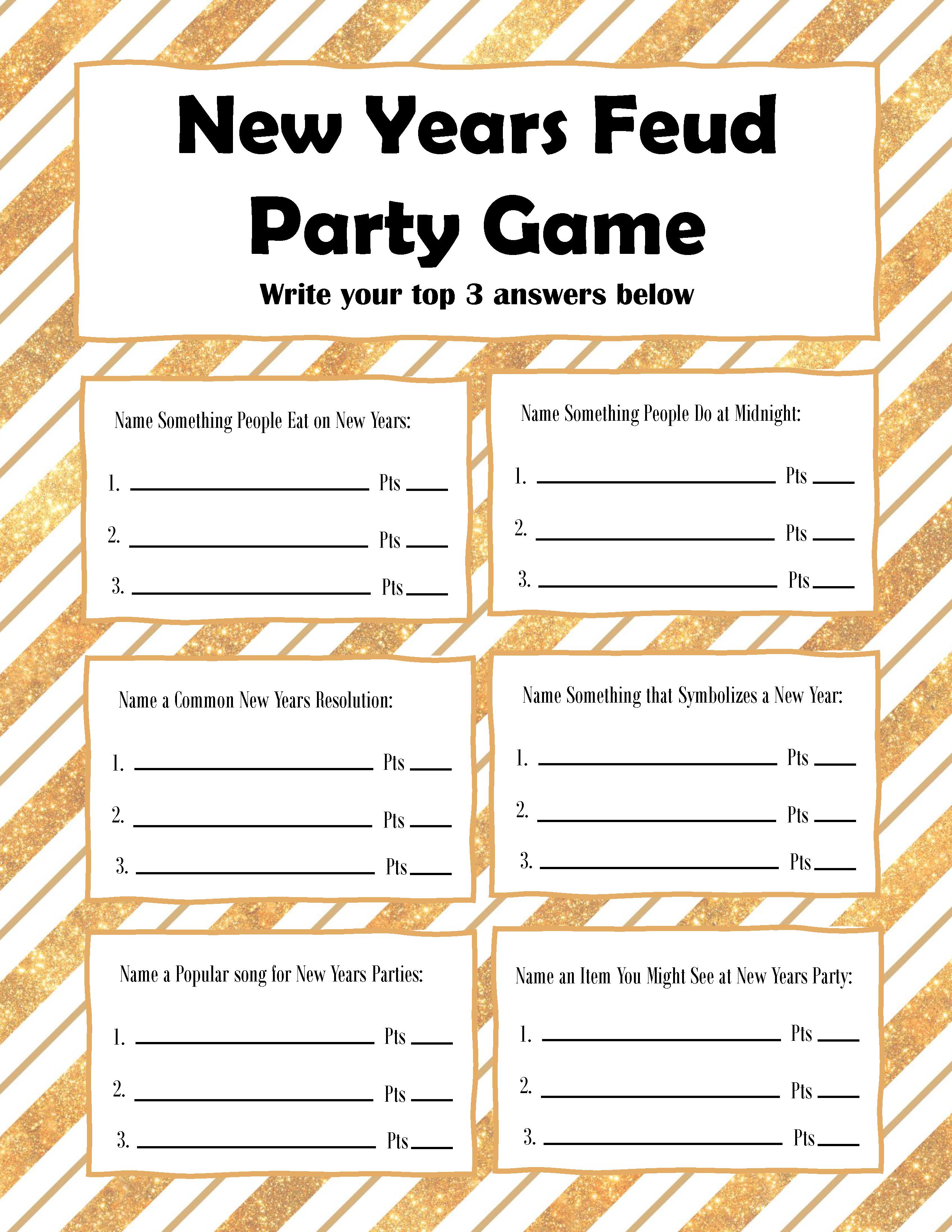 Printable New Year's Game