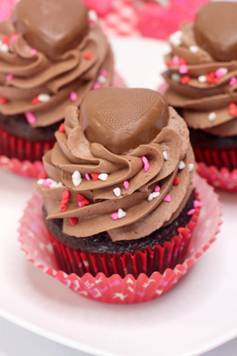 Chocolate Reese Peanut Butter Heart Cupcakes