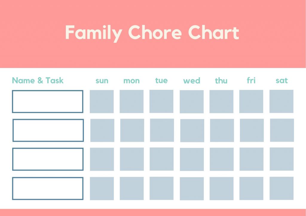 free printable family chore chart template