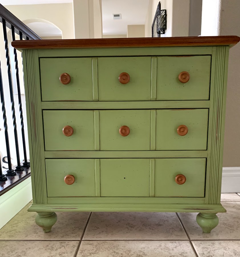 A colorful end table makeover with gel stain and glaze - Green WIth Decor