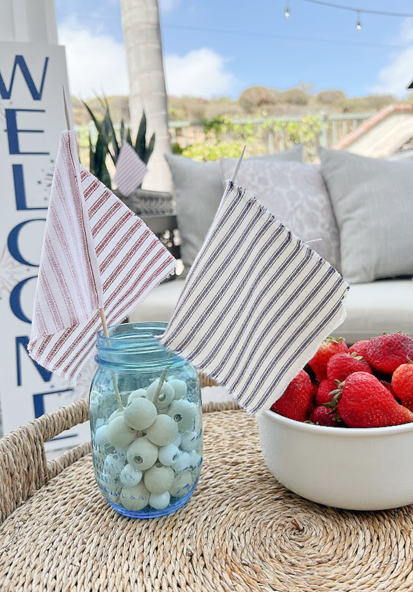 Mini American Flags Using Scraps of Fabric