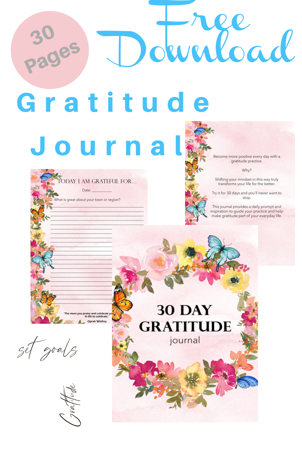 Gratitude Journal, Gratitude Journal Printable, Gratitude Journal for Women,  Printable Gratitude Journal 